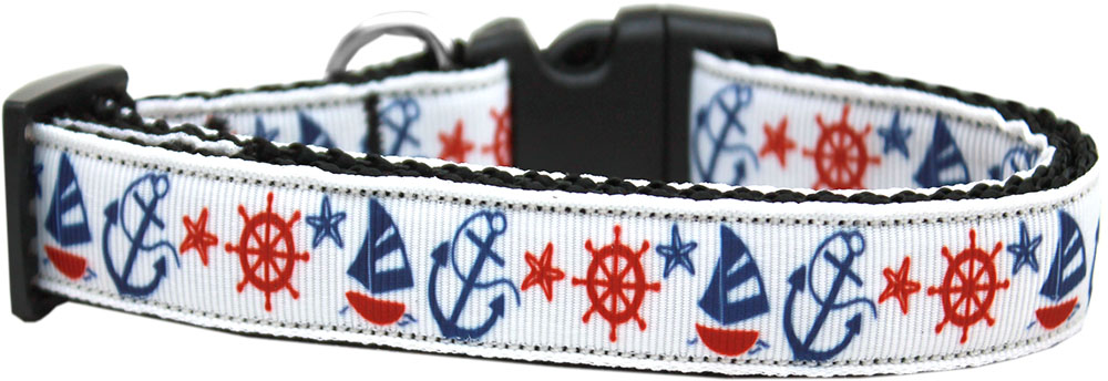 Anchors Away Nylon Ribbon Dog Collar XL